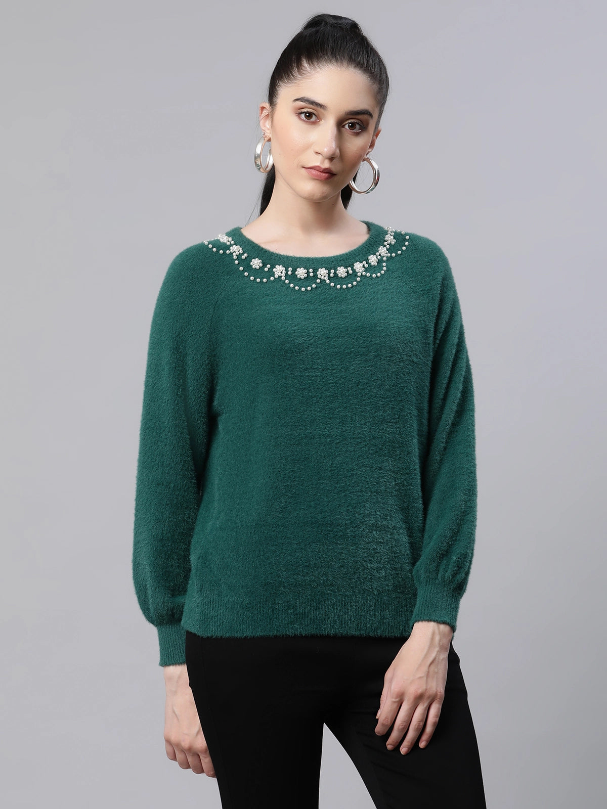  Embellished Green Woolen
