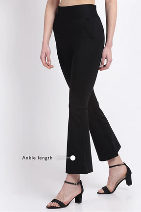 Solid Black Bootcut Stretchable Jegging