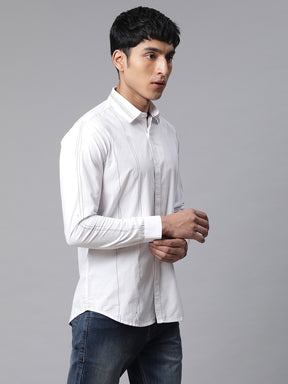 Men White Casual Full Sleeve Plain Shirt