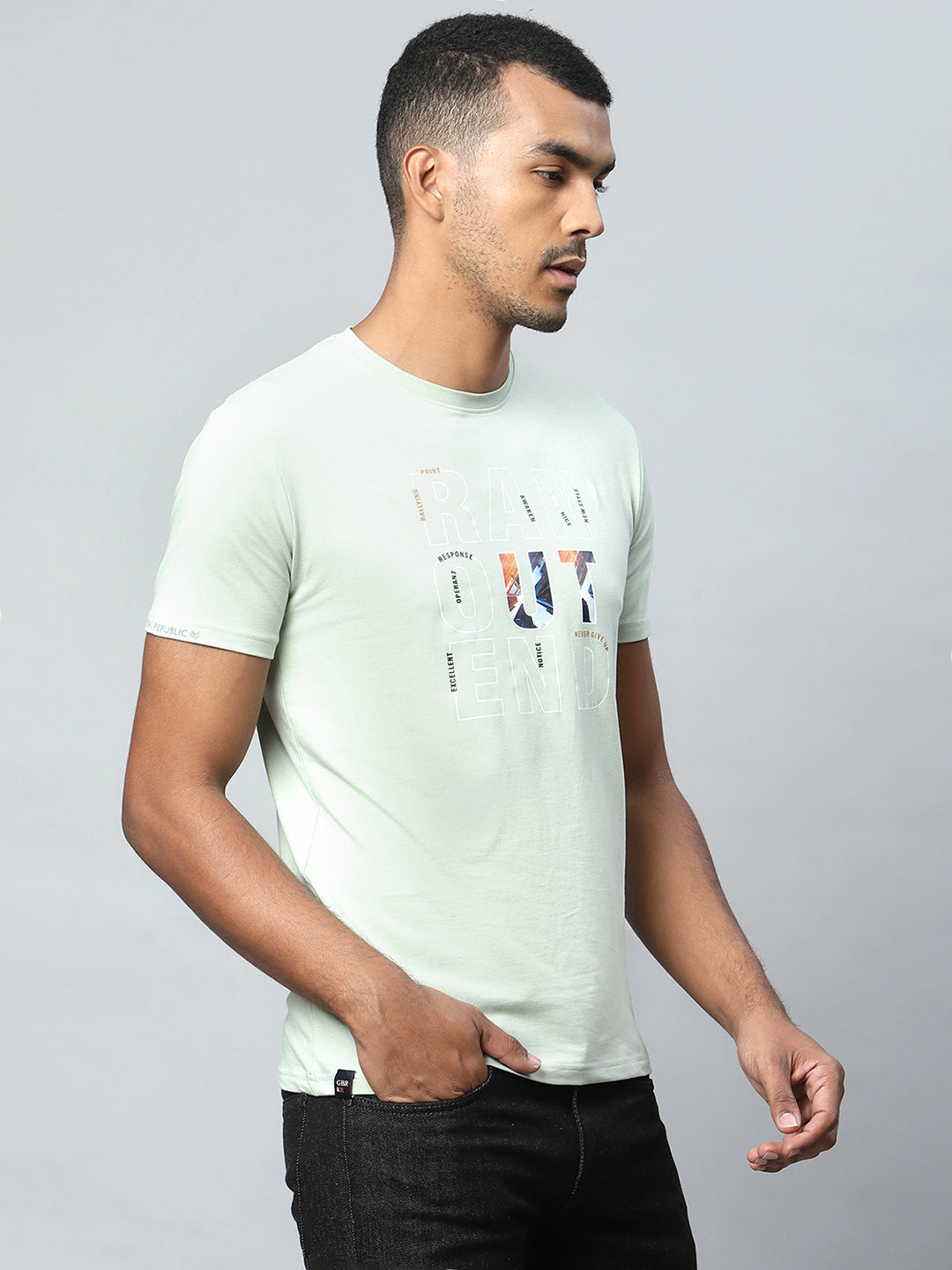 Men Alpha printed Sea Green T-Shirt