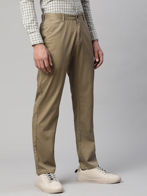 Men Khaki Semi Formal Trouser