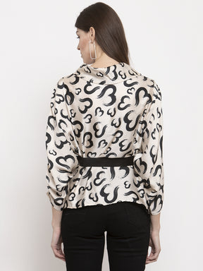 Ladies Beige half heart printed top