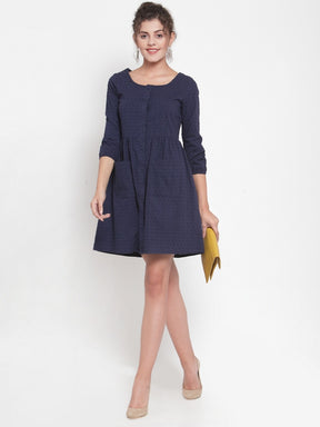 Women Solid Navy Blue Tunic