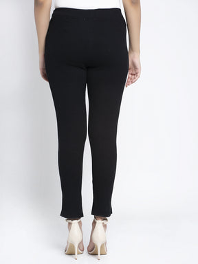 Women Black Solid Jegging