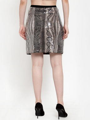 Women Grey Printed Skirt