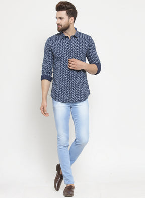 Men'S Light Blue Washed Denim Regular Fit Jeans