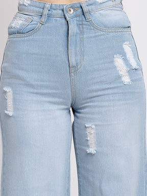 Women High-Rise Blue Denim Flared Jeans