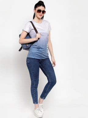women white polyester printed t shirts