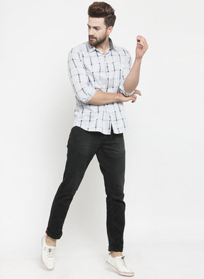 Men Printed Light Blue Shirt