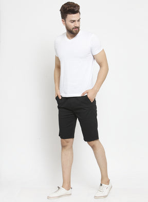 Men Black Solid Regular Fit Regular Shorts