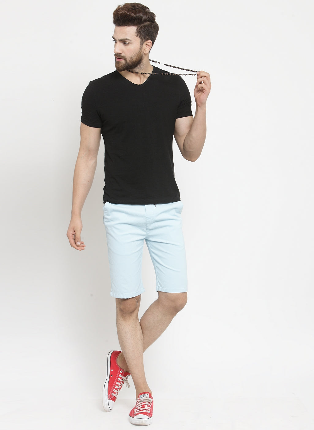 Men Black Solid Regular Fit Regular Shorts