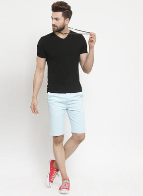 Men Black Solid Regular Fit Regular Shorts