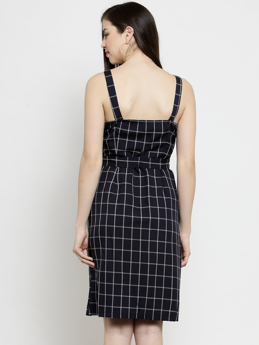 Women Navy Square Neck Dress
