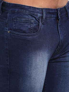 Men Blue Cotton Blend Solid Jeans