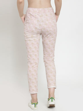 Women Baby Pink Floral Printed Lower