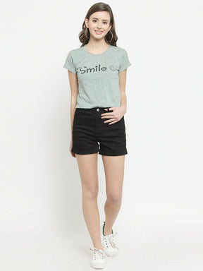women black solid tailored fit shorts