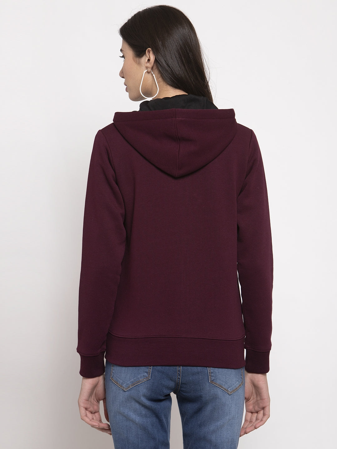 Maroon Solid Cotton Blend Sweatshirt - Global Republic