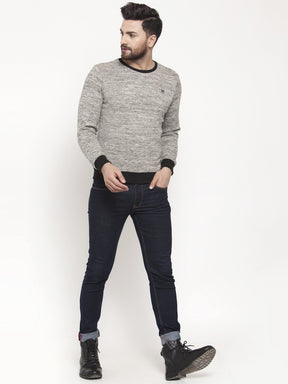 Mens Grey Round Neck Full Sleeve Sweatshirt