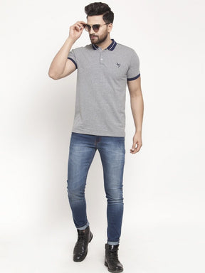 Mens Plain Grey And Red Combo Of 2 T-Shirts