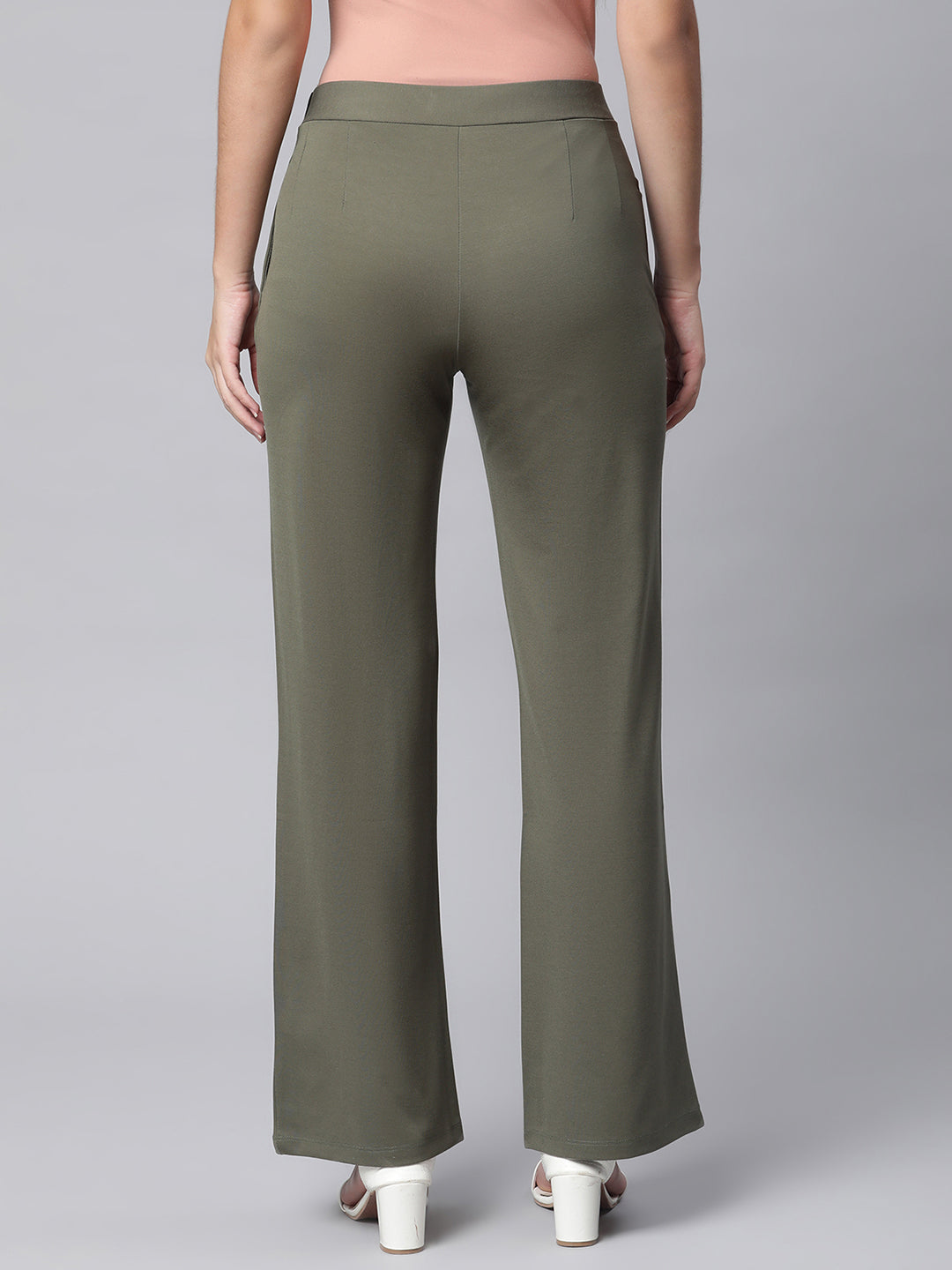 Women Fungus Green Flared Palazzo - Global Republic