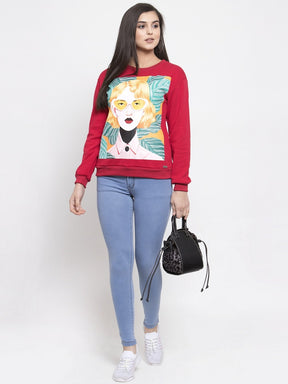 Women Red Sweat Shirt
