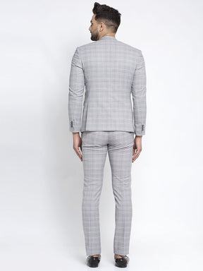Men Grey Checked 2-Piece Suit