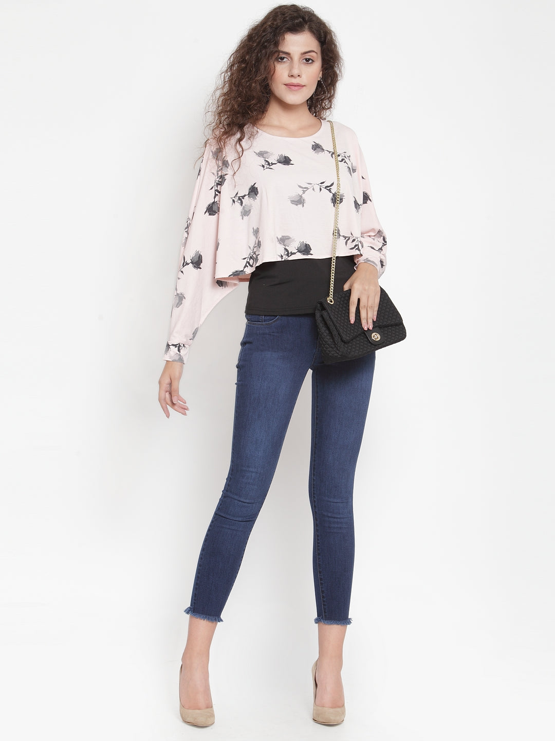 Women Pink Printed Top With Layering