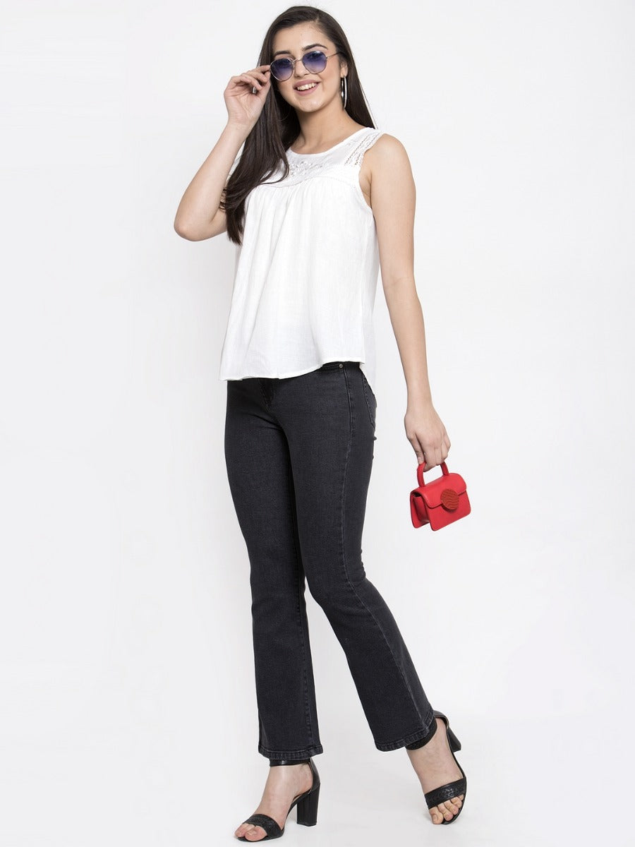 White Embroidered Top