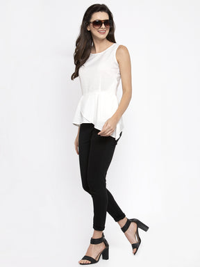 Women White A-Line Fit Drop Waist Top