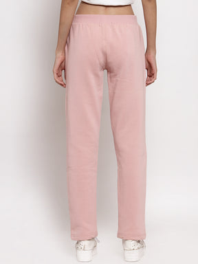 Pink Colour Straight Fit Fleece Lower