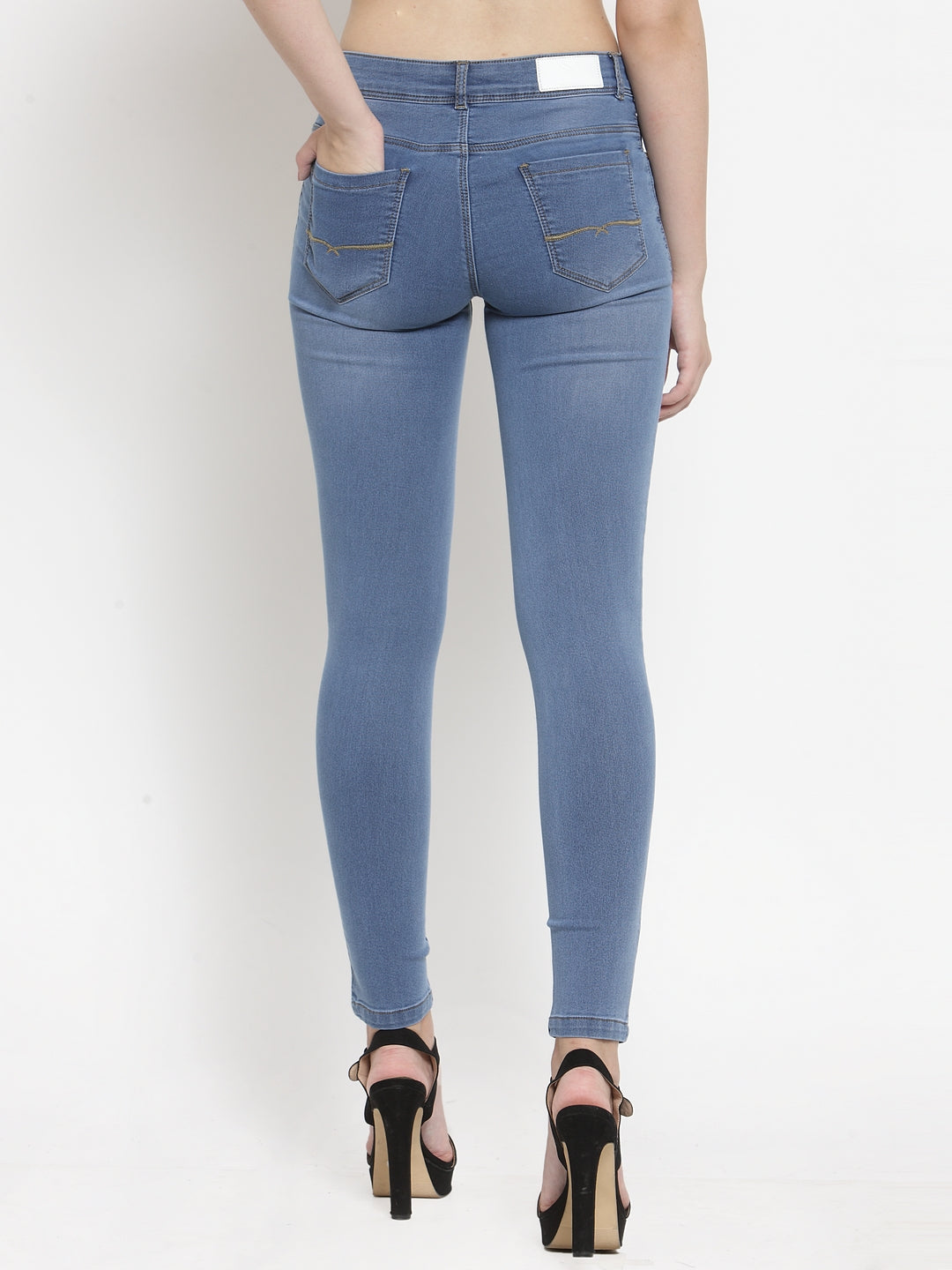 women low rise light blue skinny jeans