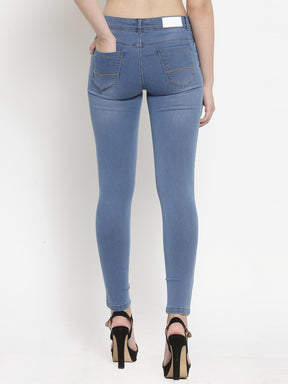 women low rise light blue skinny jeans
