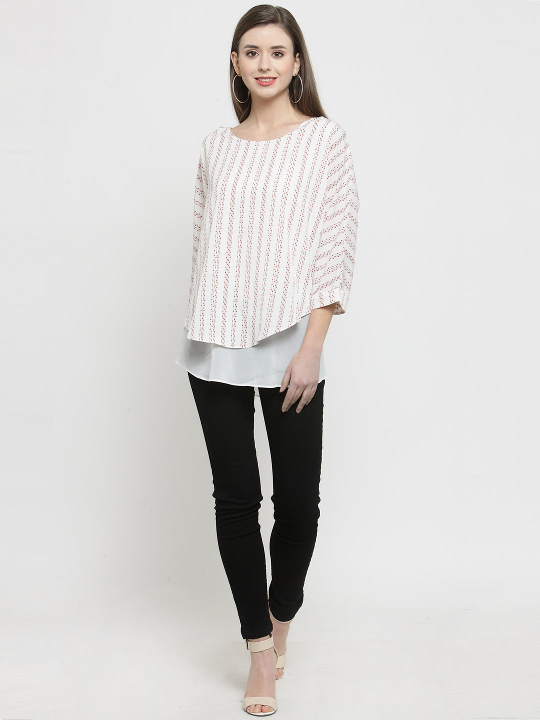 Women White Georgette Layered Top