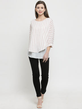 Women White Georgette Layered Top