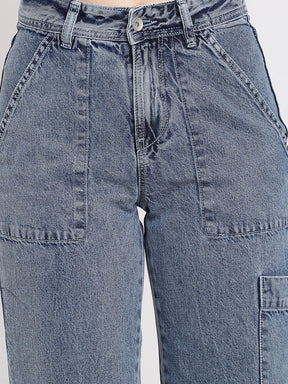 Women Blue Denim Solid Ankle Length Jogger