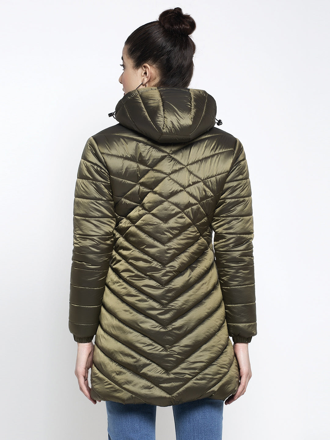 Women Olive Hooded Jacket