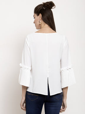 Ladies Flared-Fit Bell Sleeves White Top