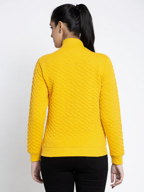 Women Mustard Solid Sweatshirt