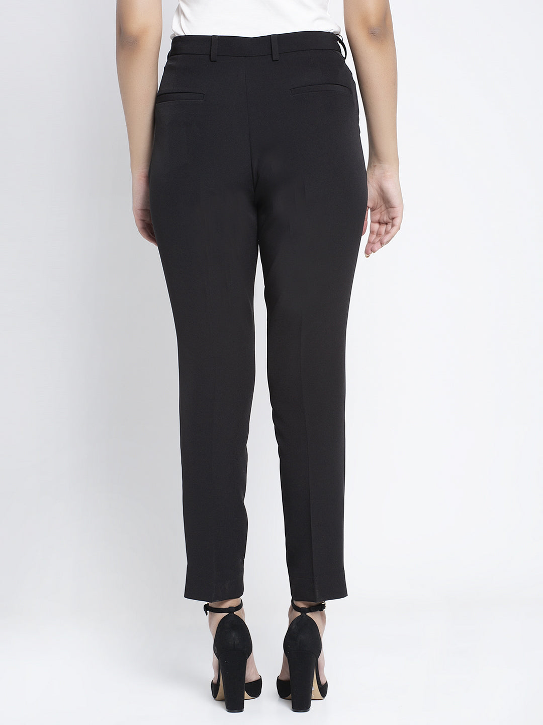 Women Black Solid Trousers