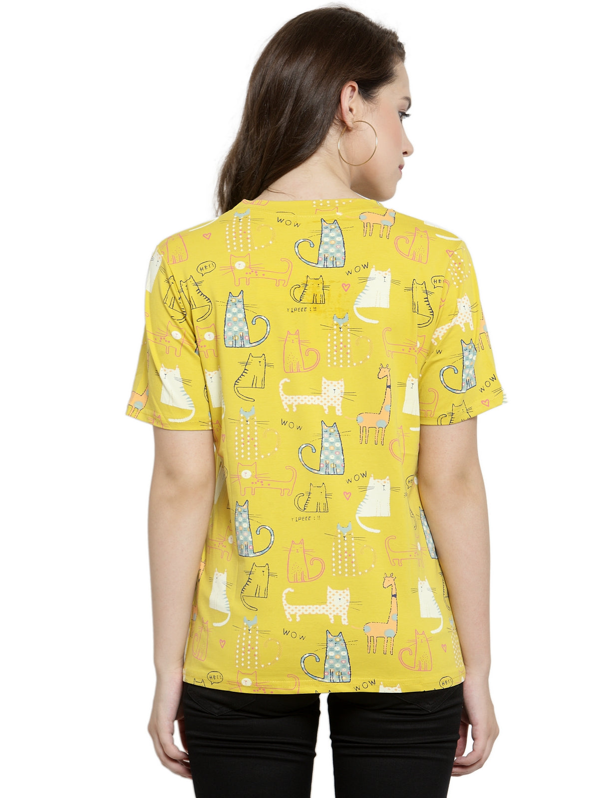 Women Regular Fit Printed Yellow Tops