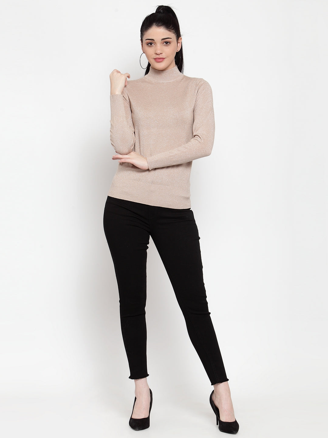 Women Skinny Frayed edges Black Jeans
