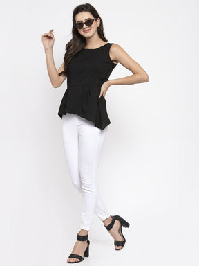 Women Black A-Line Fit Drop Waist Top