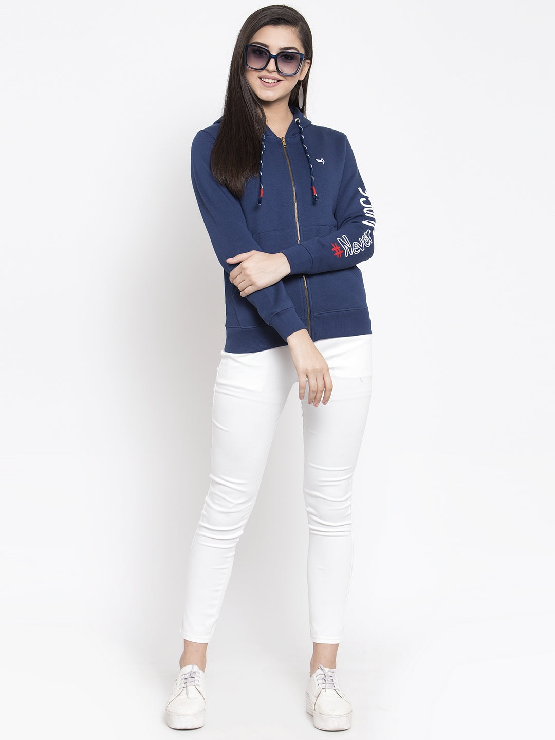 Women Blue Solid Sweatshirt