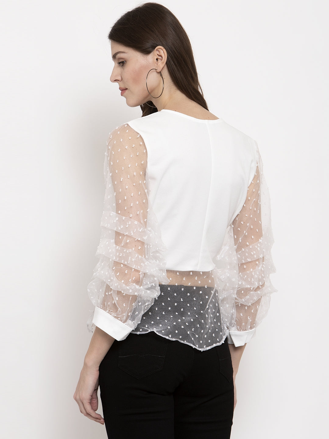 Ladies White Transparent Top