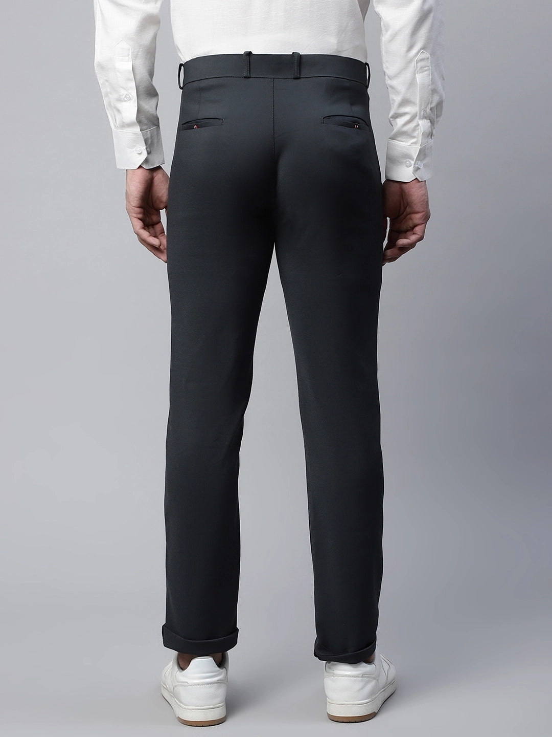 Mens Green Regular Fit Mid Rise Trouser