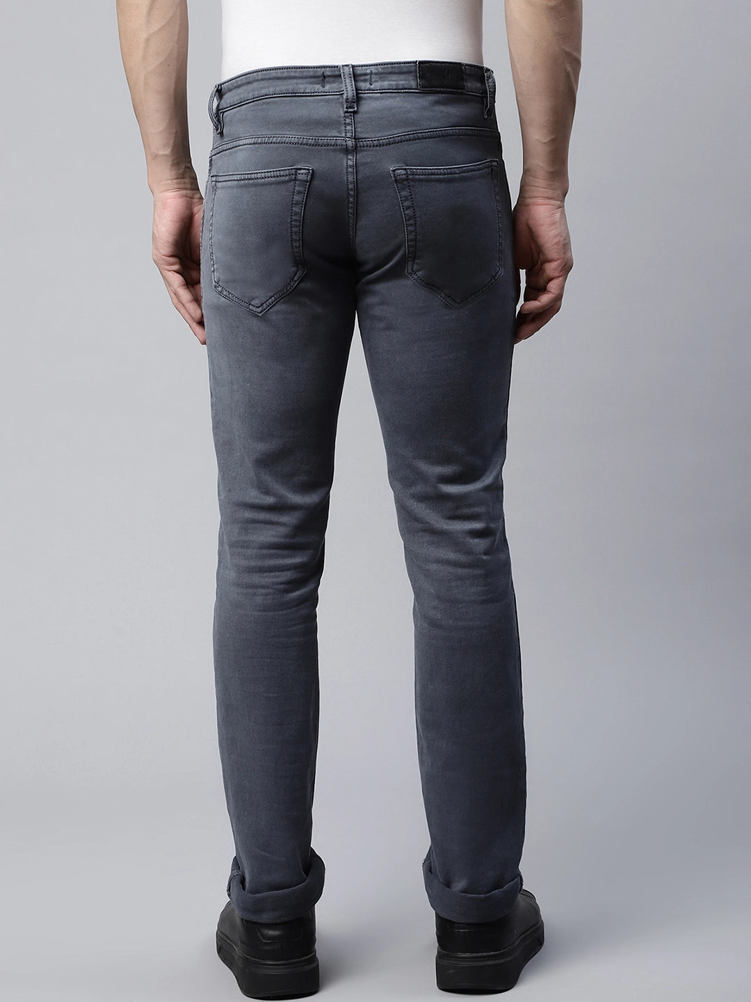 Mens Grey Faded Tapered Leg Low Rise Jeans - Global Republic