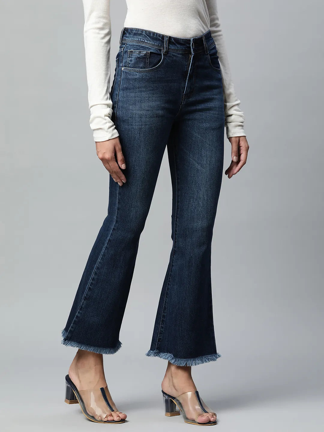 Köp Low Waist Bootcut Stitch Jeans - Dark Blue Köp Low Waist Bootcut Stitch Jeans - Dark Blue