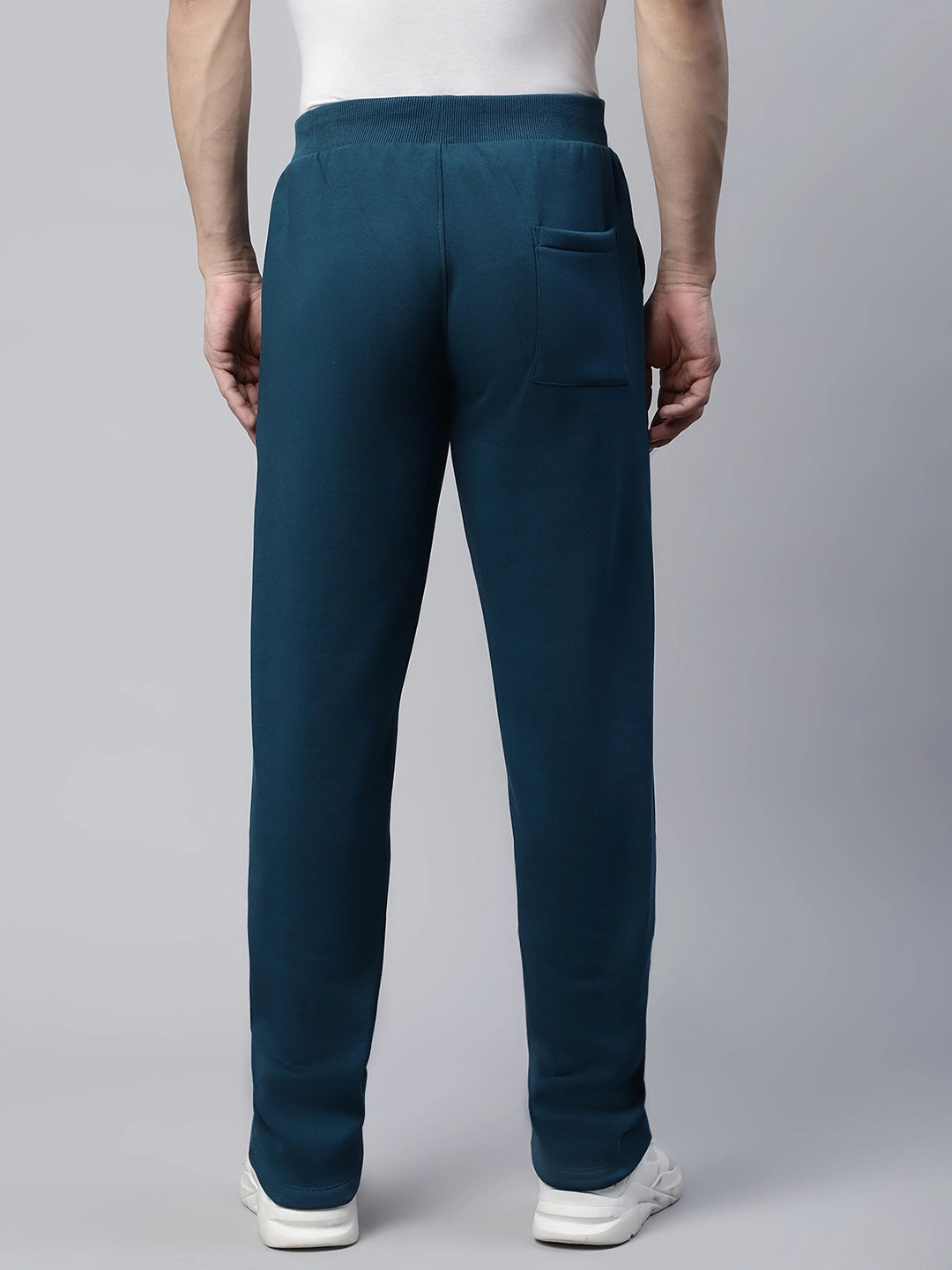 Mens Teal Contrast Drawstring Straight Leg Straight Fit Mid Rise Lower