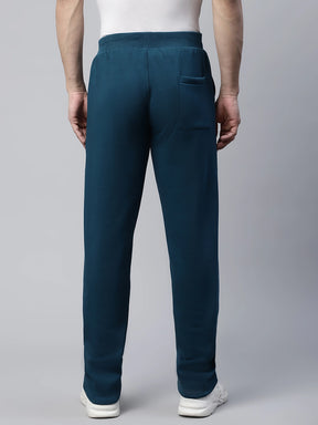 Mens Teal Contrast Drawstring Straight Leg Straight Fit Mid Rise Lower