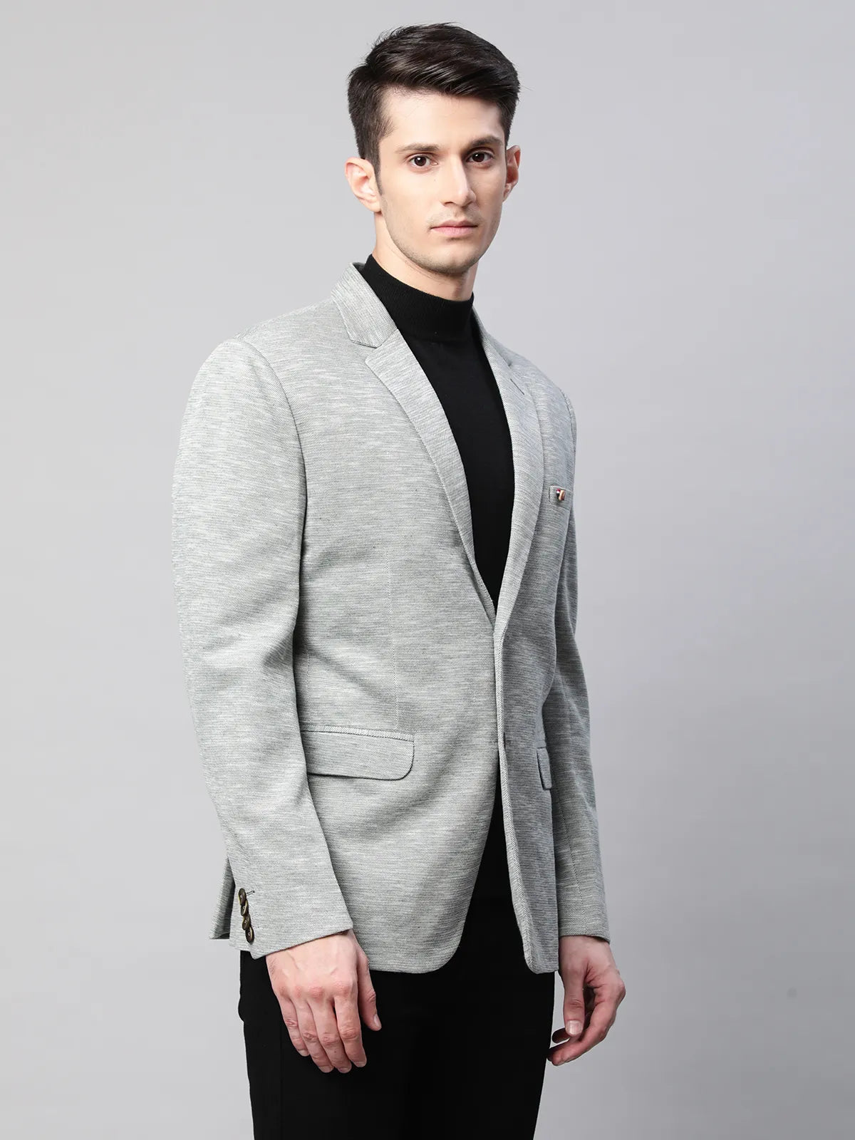 Mens Green Cotton Terry Slub Textured Single Breasted Coat - Global Republic